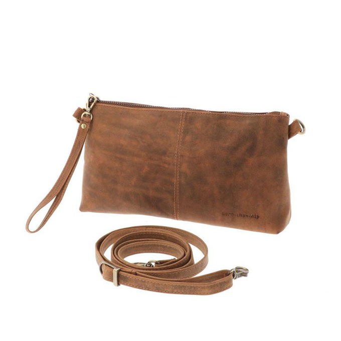 Crossbody tasje van mat bruin vintage ecoleer - Maidstone from MoreThanHip