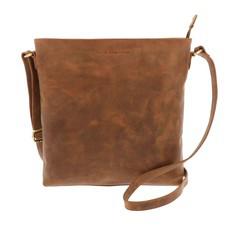 Crossbody schoudertas in mat bruin vintage ecoleer - Bryony via MoreThanHip