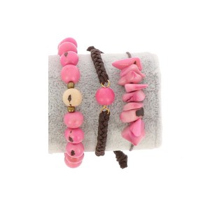 Armbanden set van tagua en acai - Laila roze/crème from MoreThanHip