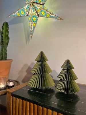 Decoratieve papieren kerstbomen 25/20cm (set 2 stuks) - Picea olijfgroen from MoreThanHip