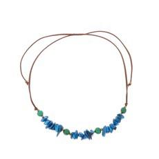 Verstelbare halsketting van tagua en acai - Alicia blauw/groen via MoreThanHip