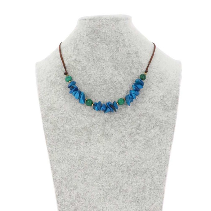 Verstelbare halsketting van tagua en acai - Alicia blauw/groen from MoreThanHip