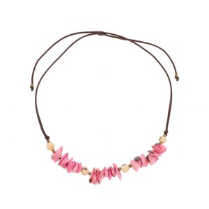 Verstelbare halsketting van tagua en acai - Alicia roze/crème from MoreThanHip