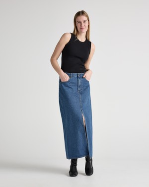 Lena Long Skirt - Medium Stone from Mud Jeans