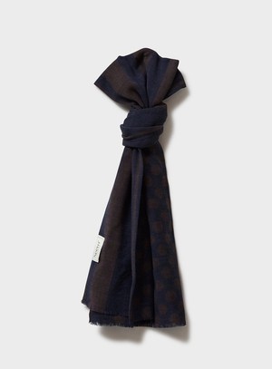 Recycled Double Faced Wool Hazel Navy Spot Classic Scarf from Neem London
