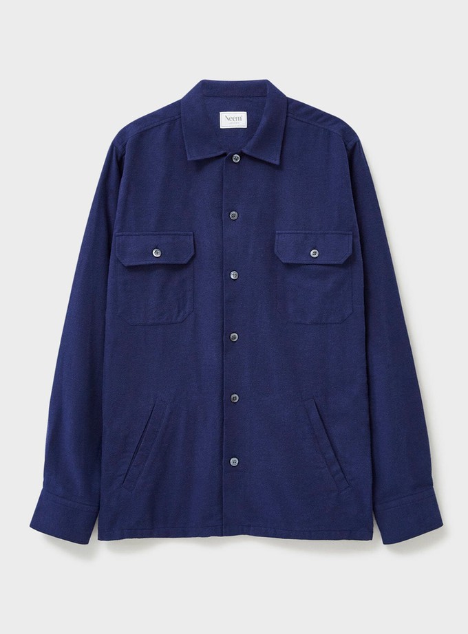 Recycled Blue Italian Flannel Piccadilly Overshirt from Neem London