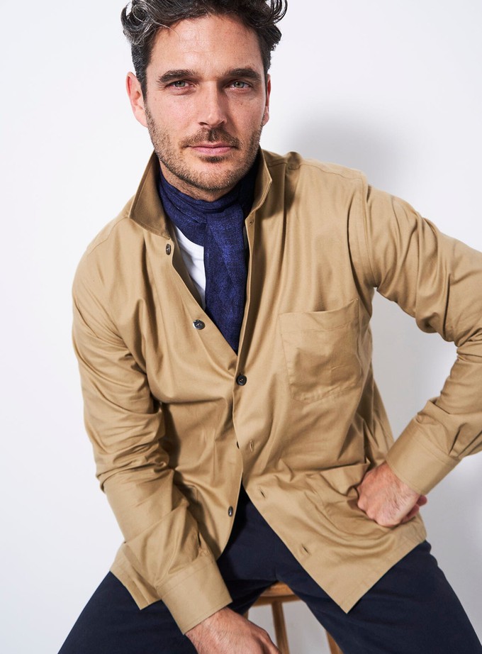 Regenerative Cotton Khaki Shirt Jacket from Neem London