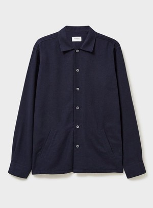 Recycled Italian Flannel Deep Navy St James Overshirt from Neem London