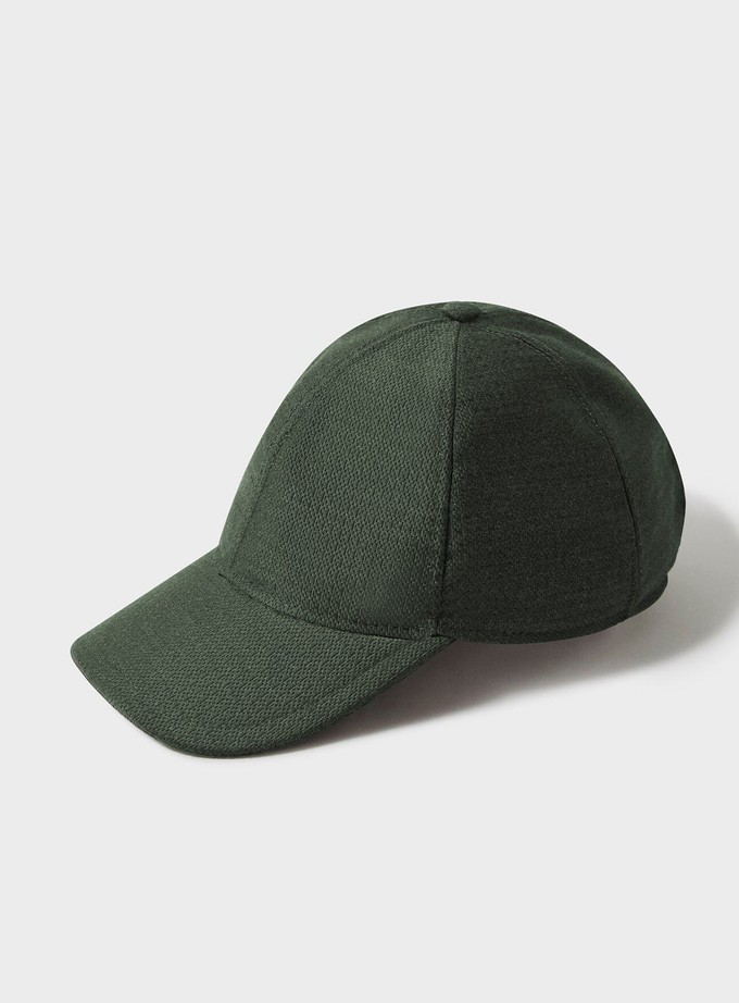 Wool/Cotton Upcycled Flannel Green Baseball Cap from Neem London