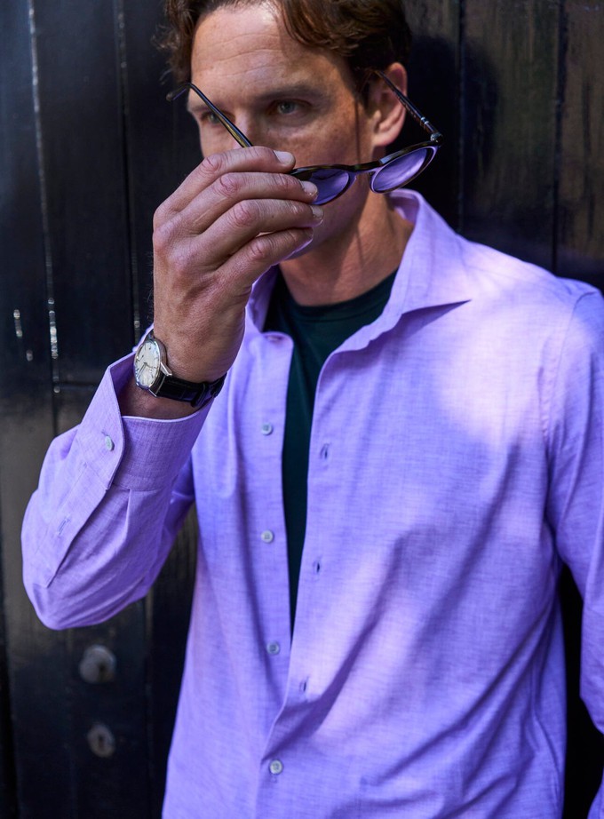 Recycled Italian Lilac Cut Away Comfort Shirt from Neem London