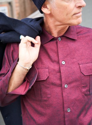 Recycled Italian Flannel Deep Red Over-Shirt from Neem London