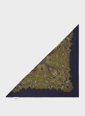 Biodegradable Italian Tencel Navy Paisley Neck Scarf from Neem London