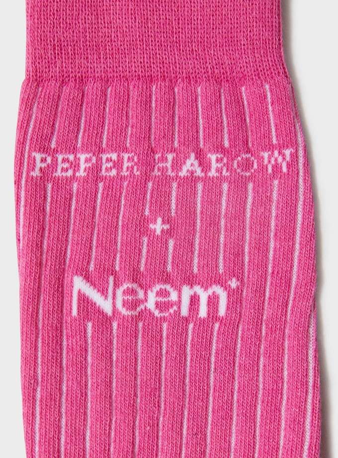 Recycled British Ribbed Cotton Bright Pink Men's Socks from Neem London