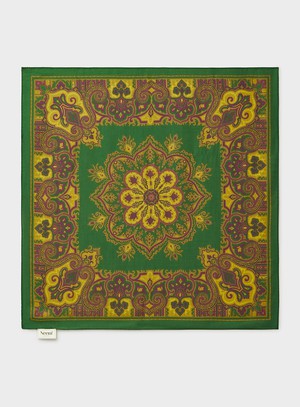 Biodegradable Italian Tencel Green Motif and Mustard Print Neck Scarf from Neem London