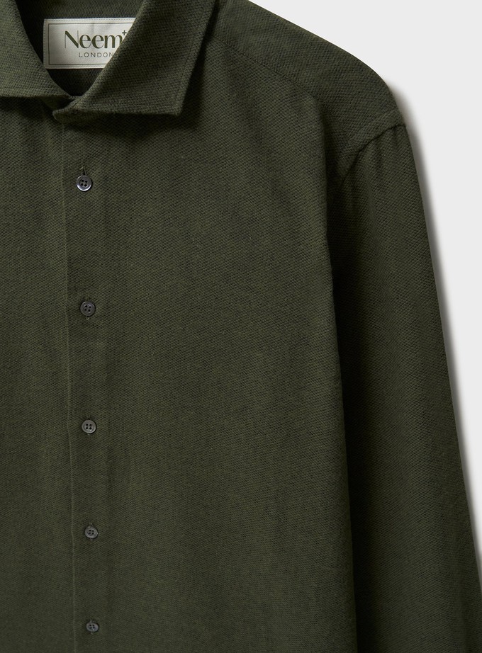 Recycled Italian Flannel Green Cut Away Shirt from Neem London