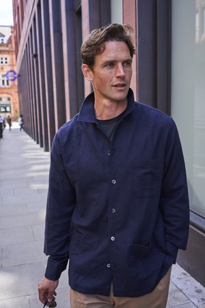 Recycled Italian Flannel Deep Navy Shirt Jacket from Neem London