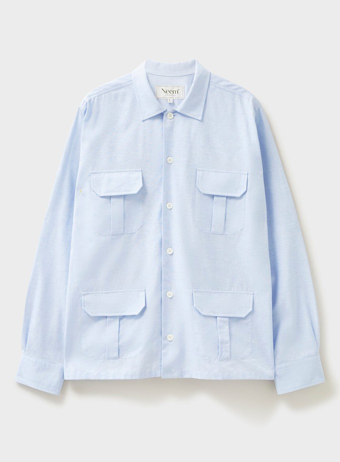 Recycled Italian Sky Fil-a-Fil Overshirt from Neem London