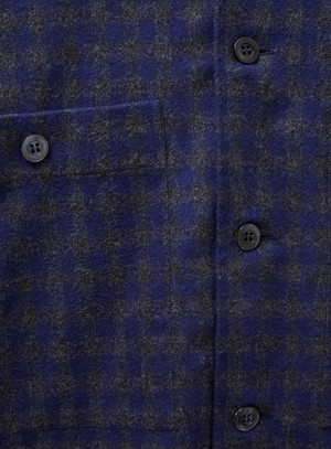 Recycled Italian Flannel Navy & Grey Check Double Pocket shirt from Neem London