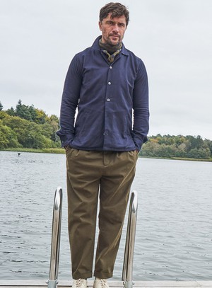 Recycled Italian Flannel Deep Navy St James Overshirt from Neem London