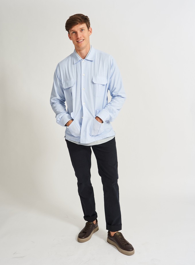 Recycled Italian Sky Fil-a-Fil Overshirt from Neem London