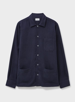 Recycled Italian Flannel Deep Navy Shirt Jacket from Neem London