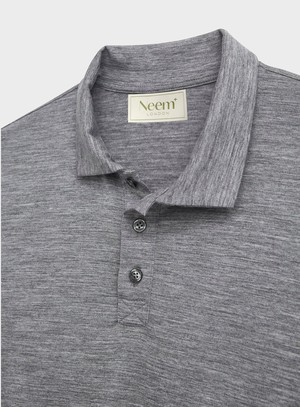 ZQ Merino Light Grey Long Sleeve Polo from Neem London