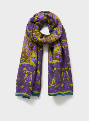 Biodegradable Italian Tencel Burgundy and Gold Paisley Flamboyant Scarf from Neem London