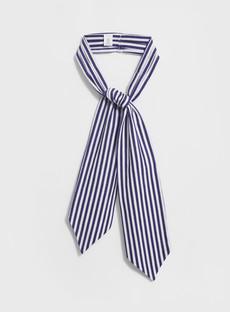 Recycled Italian Stripe Navy Modern Cravat via Neem London