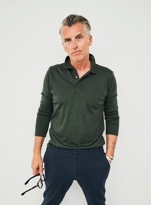 ZQ Merino Deep Neem Long Sleeve Polo from Neem London