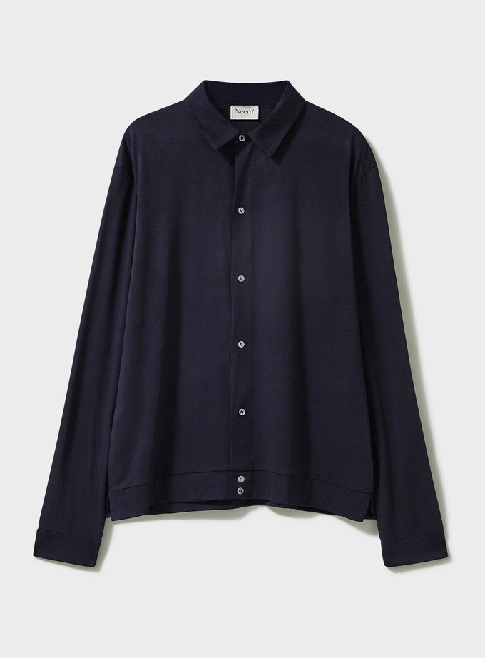 ZQ Merino Super 120s Wool Navy Jersey Shirt from Neem London