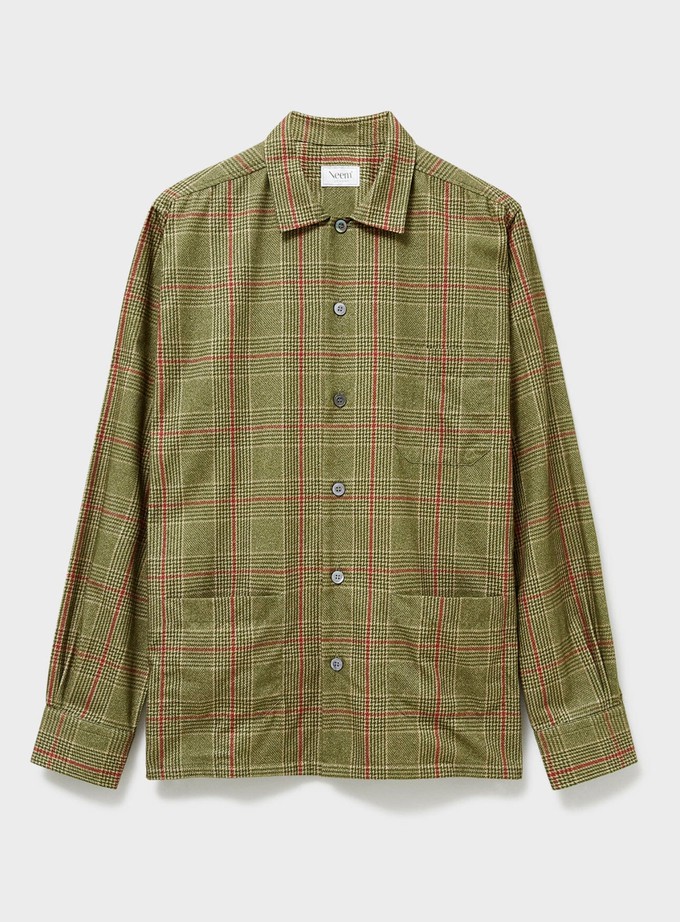 Recycled Flannel British Green Check Shirt Jacket from Neem London