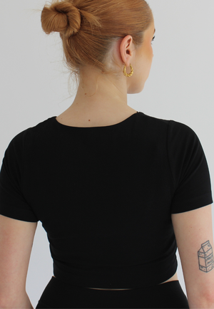 Organic Cotton V-Neck Cropped T-Shirt, Black from Not Basics