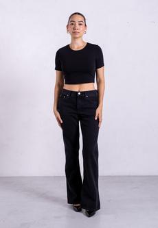 Organic Cotton Crew Cropped T-Shirt, Black via Not Basics