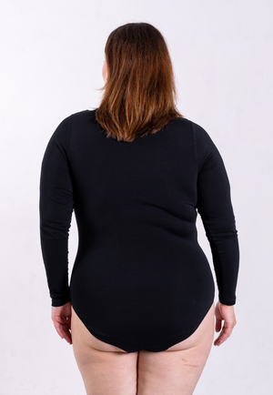 Organic Cotton Long Sleeve V-Neck Bodysuit, Black from Not Basics