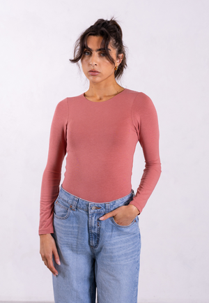 Organic Cotton Crew Long Sleeve T-Shirt, Pink Rose from Not Basics