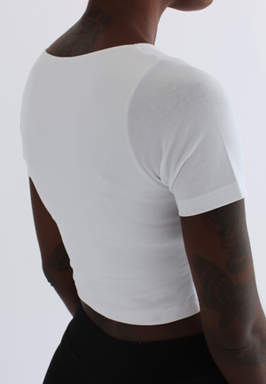 Organic Cotton V-Neck Cropped T-Shirt, White from Not Basics