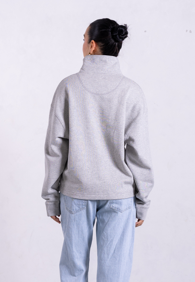 Organic Cotton Quarter Zip Sweatshirt, Light Grey Marl from Not Basics