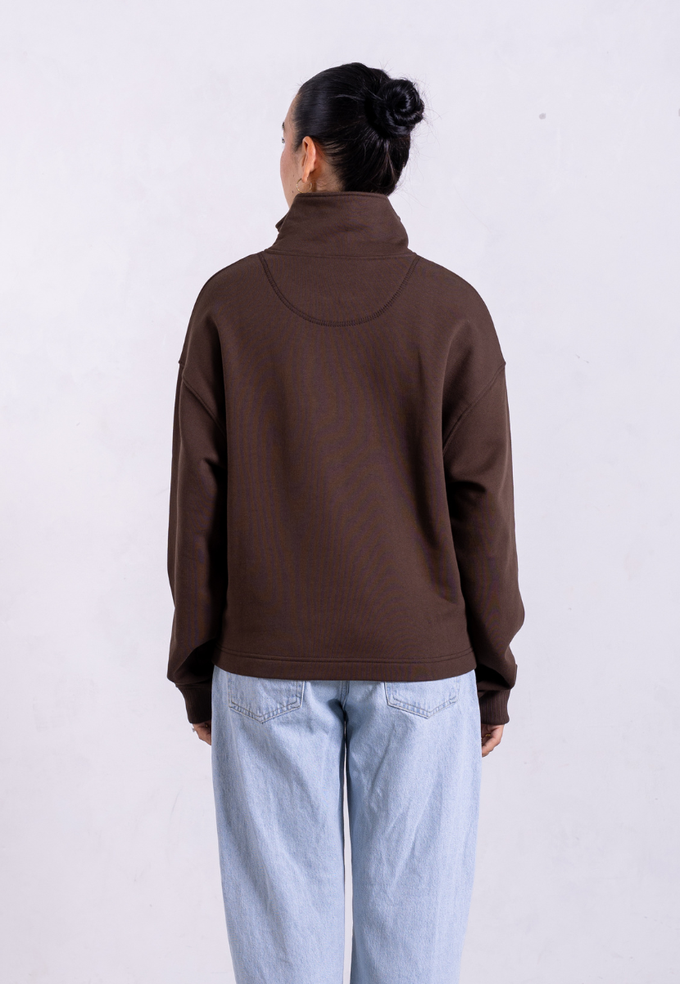 Organic Cotton Quarter Zip Sweatshirt, Hot Fudge from Not Basics