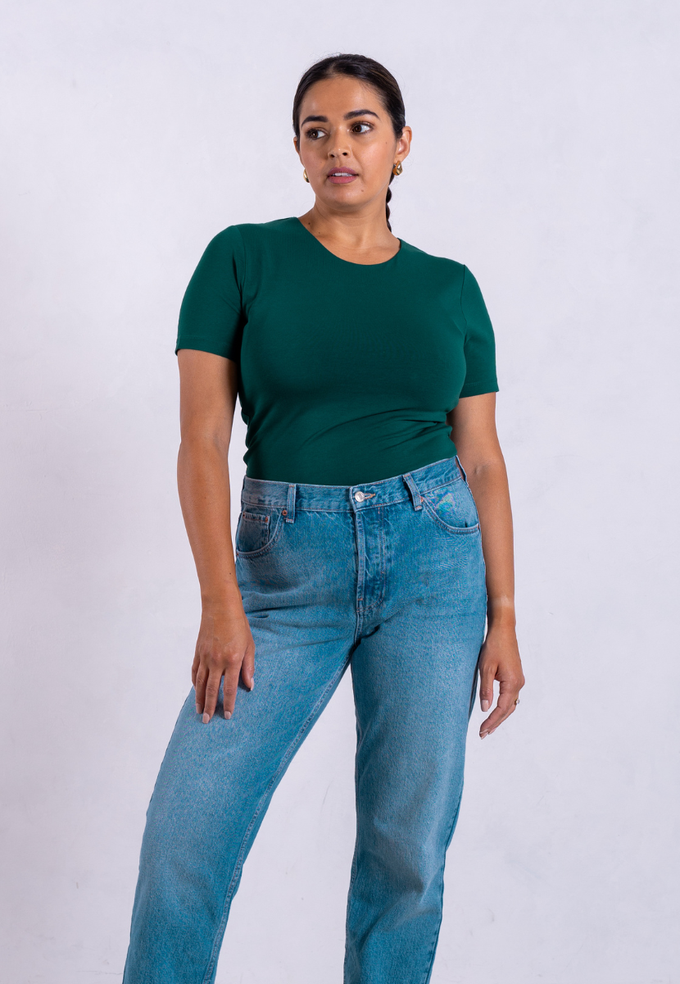 Organic Cotton Crew T-Shirt, Evergreen from Not Basics