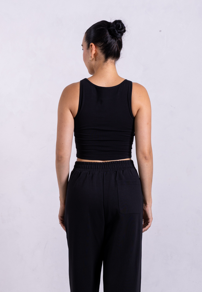 Organic Cotton High-Neck Cropped Tank, Black from Not Basics