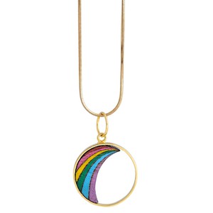 Rainbow Recycled Wood Gold Necklace from Paguro Upcycle