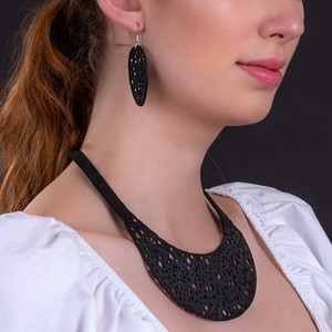 Seraphine (II) Recycled Rubber Oval Earrings from Paguro Upcycle