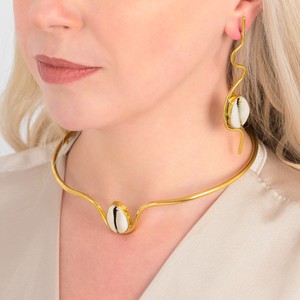 Cowrie Shell Recycled Brass Adjustable Choker from Paguro Upcycle