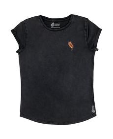 De Uil | T-shirt Dames | Stone Wash Black via PapajaRocks