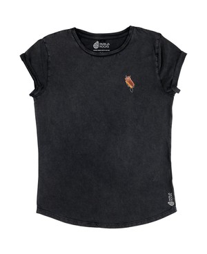 De Uil | T-shirt Dames | Stone Wash Black from PapajaRocks