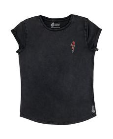 De Koi | T-shirt Dames | Stone Wash Black via PapajaRocks