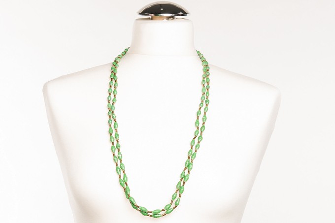 Double row short pearl necklace made of paper pearls "Lango Twins Short" from PEARLS OF AFRICA