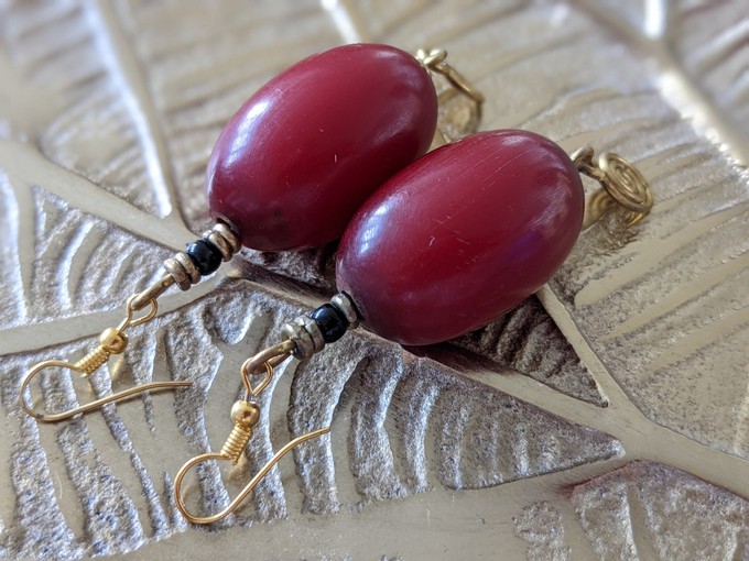 Noble pearl earrings made of glass, stone, brass "Happy Marrakech" from PEARLS OF AFRICA