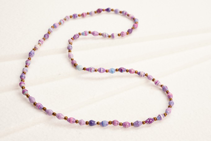 Long, fine chain with paper beads "Acholi Malaika" from PEARLS OF AFRICA