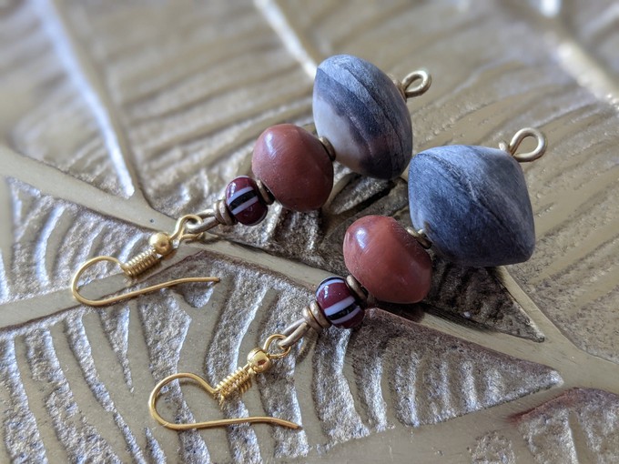 Noble pearl earrings made of glass, stone, brass "Happy Marrakech" from PEARLS OF AFRICA